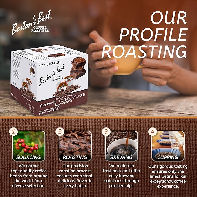 Boston’s Best - Brownie Toffee Flavored Delicious Gourmet Coffee Compatible with Keurig Coffee Maker 1 Count (42 Single Serve Medium Roast Cups)