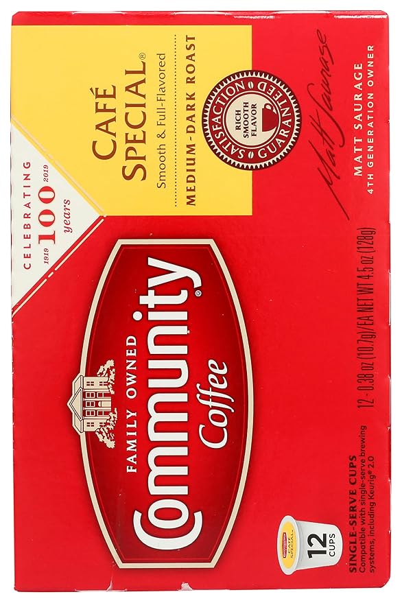 Community Coffee Cafe Special 12 Count Single Serve Coffee Pods Medium Dark Roast Compatible with Keurig K-cup Brewers 12 Count (Pack of 1)