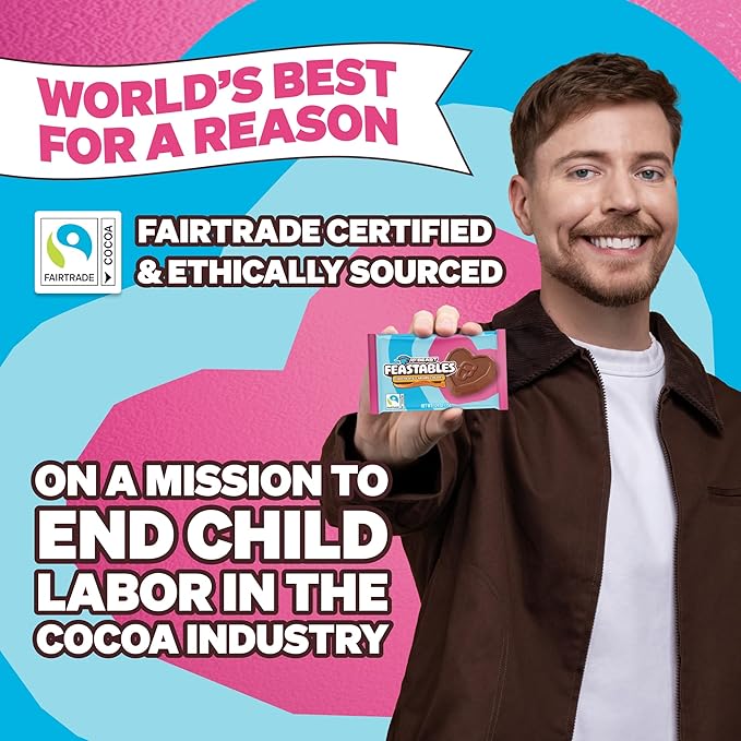 MrBeast Feastables Caramel Valentine Heart Cups Limited Edition 20 Count Milk Chocolate with Creamy Caramel Filling Fairtrade Cocoa