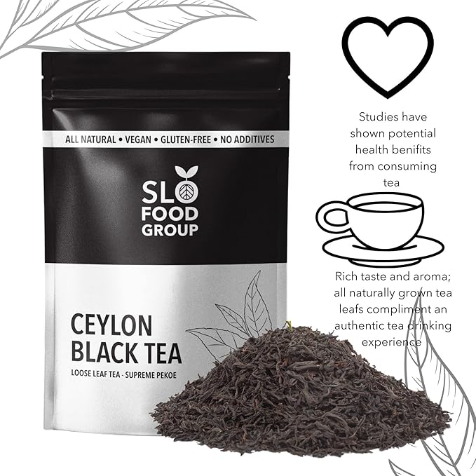 Slofoodgroup Ceylon Black Tea - Loose Leaf Black Tea from Sri Lanka - Pekoe Grade Tea Leaf (12 OZ)…
