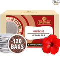 BREWIX Hibiscus Tea Bags (120 Round Tea Bags) | Caffeine-Free Made with Real - Hibiscus Flowers | Naturally Contains Antioxidants &amp can support Overall Health | Premium Quality Round Eco Conscio