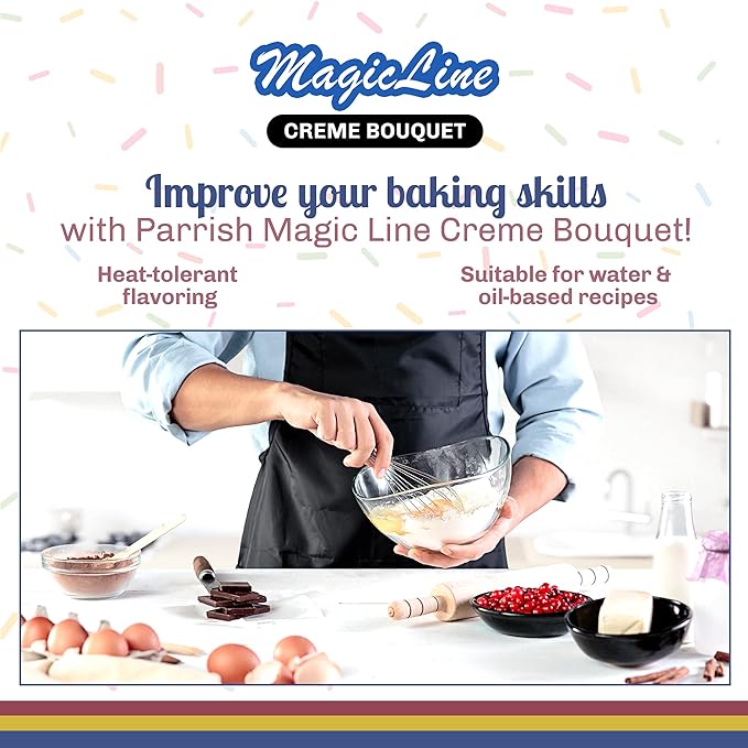 Parrish Magic Line Creme Bouquet Flavoring Oil for Baking – Premium Baking Extract Replaces Vanilla Flavor Extracts (32 oz)