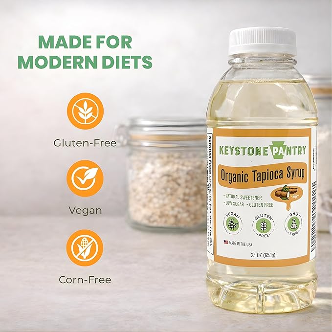 Keystone Pantry Organic Tapioca Syrup – 23 OZ Bottle – Vegan Gluten Free – HFC Corn Syrup Substitute – Syrup for Baking Alternative Sweetener – Make Homemade Fudge Ice Cream &amp More – 3 BOTTLES