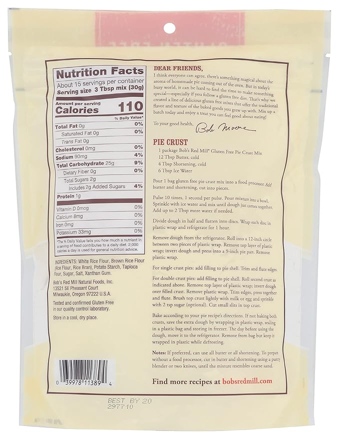 Bob's Red Mill Pie Crust Mix Gluten Free 16 Ounce (Pack Of 8)