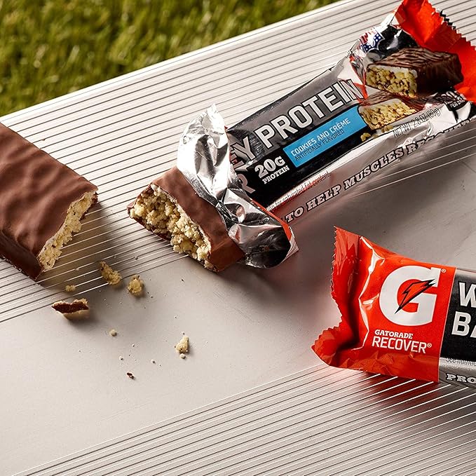 Gatorade Whey Protein Recover Bars Cookies &amp Crème 2.8 ounce bars (12 Count)