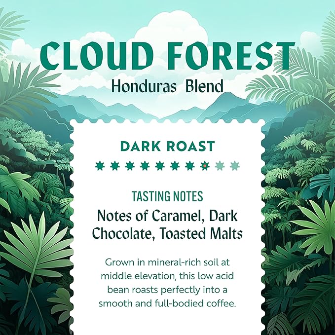 Clean Coffee Co. - Low Acid Dark Roast Tested for Molds and Toxins Honduras Blend Notes of Caramel Dark Chocolate and Toasted Malts (Ground 12 oz Bag)