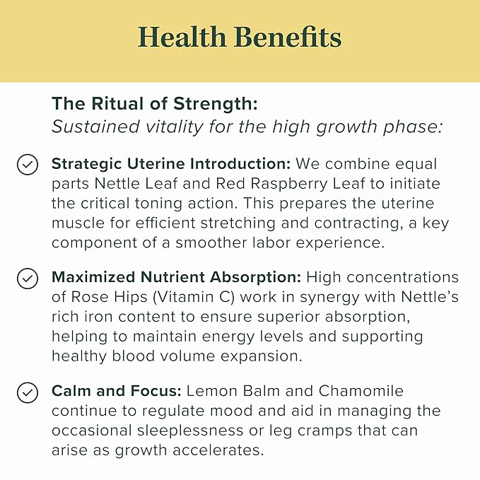 Jade Tea - Organic Second Trimester Pregnancy Tea Deepening Reserves | Uterine Toning Prep &amp Sustained Prenatal Mineral Support | Caffeine-Free Fair Trade Sustainable Made In USA