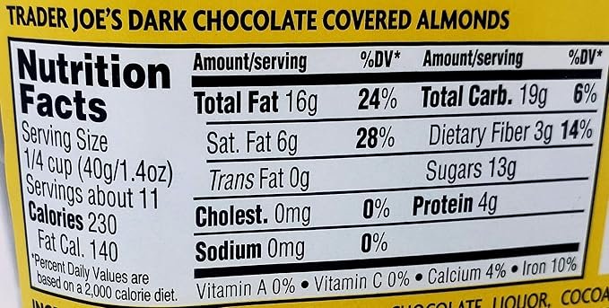 Trader Joes Dark Chocolate Covered Almonds - Pack of 3 Tubs - 16 oz per Tub