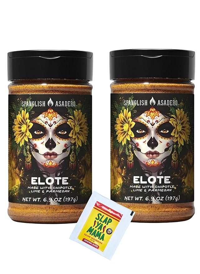 Mexican Traditional Seasoning Mix Asadero-Style Spice Blend for Chicken Beef Pork and Vegetables with Bonus Slap Ya Mama Seasoning Packet (7.3 oz/ 2 Pk Elote)