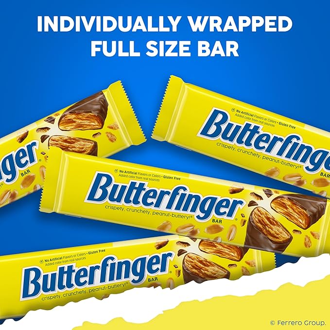 Butterfinger Full Size Candy Bar 18 Count Crispety Crunchety Peanut-Buttery On-The-Go Sweet Treat 1.9 oz Each