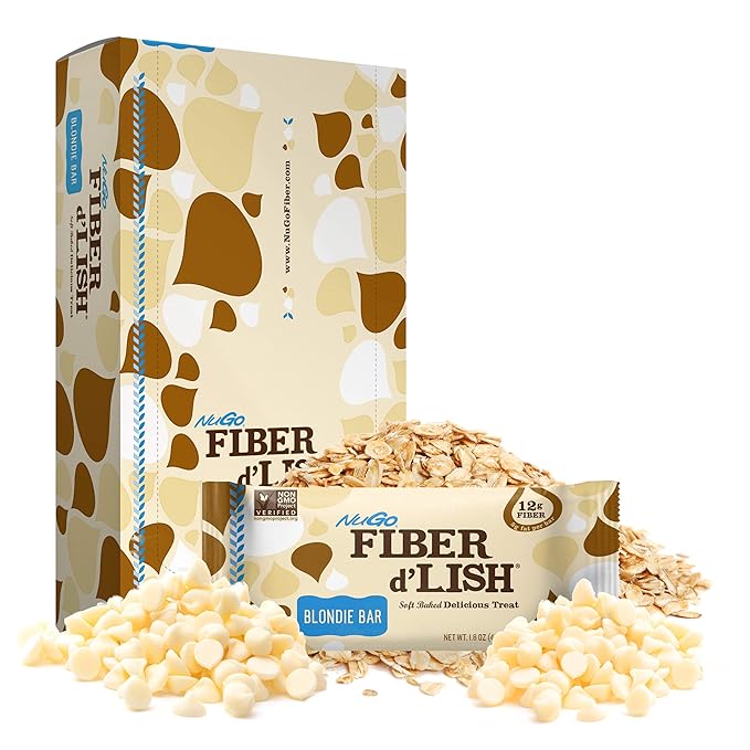 NuGo Fiber d'Lish Blondie 16 Count and Blueberry Cobbler 16 Count Bars 12g Fiber 150-160 Calories