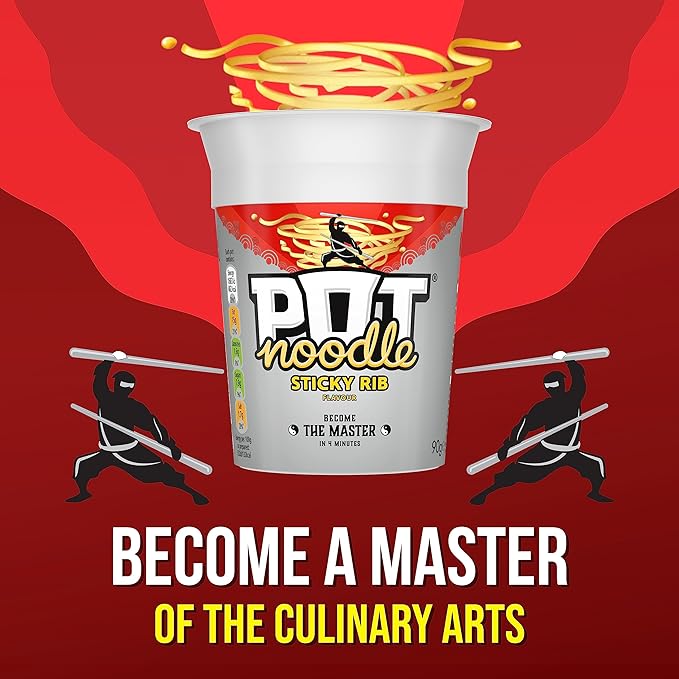 Pot Noodle Sticky Rib Flavour 90 g (Pack of 12)