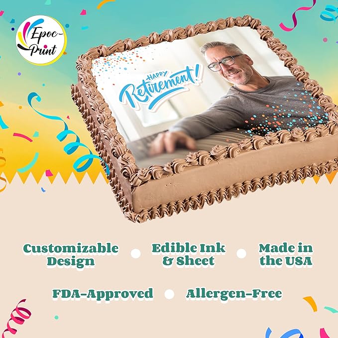 Custom Edible Prints on Cake: Create Your Special Event with Custom Edible Image Toppers - Upload Photos for Unique Stylish Designs on Rectangular Round Cakes Designs - 7.5 x 10 Rectangular