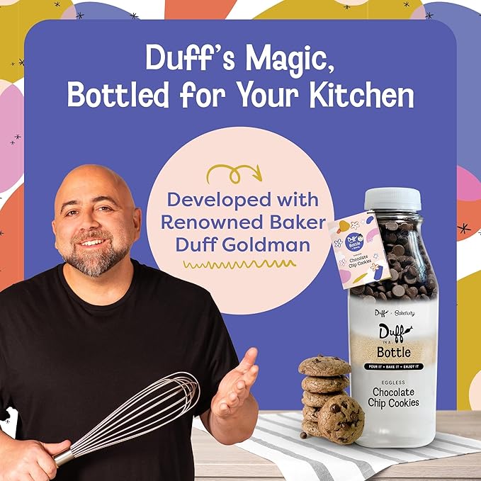 Baketivity Chocolate Chip Cookie Mix - Duff in a Bottle Baking Kit for Kids and Adults- Cookie Mix for Baking Cookie Dough Mix with Premeasured Ingredients Step-By-Step Instructions Video Guide 6 Pack