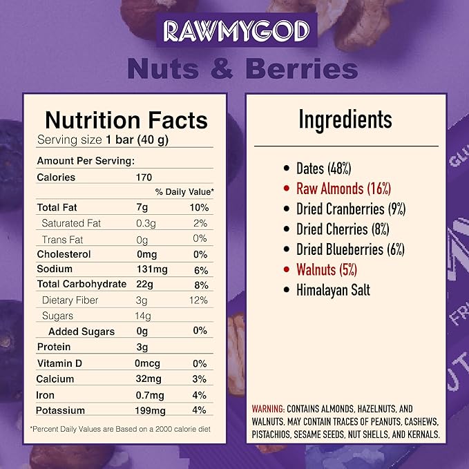 RAWMYGOD Fruit and Nut Bars Gluten Free Vegan No Added Sugar (16 bars Variety Pack I - 4 Raw Cacao 3 Apple &amp Cinnamon 3 Nuts &amp Berries 3 Cherry Peanut 3 Pistachio &amp Cranberry)