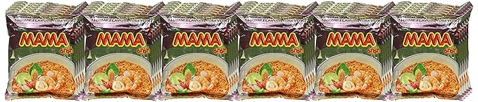MAMA Noodles Shrimp Tom Yum Instant Noodles with Delicious Thai Flavors Hot &amp Spicy Noodles w/Shrimp Tom Yum Soup Base No Trans Fat w/Fewer Calories Than Deep Fried Noodles 30 Pack