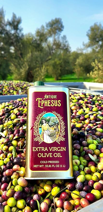 Extra Virgin Olive Oil Cold Pressed - London Award-Winning - 33.81 Fluid OunceAntique Ephesus Mediterranean Region of Ayvalik Turkey (Extra Virgin)