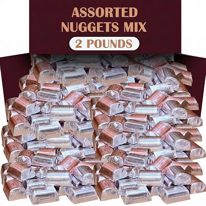 Hershey Nuggets Milk Chocolate Mix 2 Lbs Bulk Individually Wrapped Assortment Milk Chocolate and Extra Creamy with Almonds Gold and Silver Foils Miniature Truffles Variety Pack for Office Bowl W