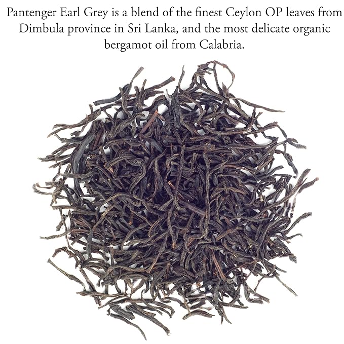 Pantenger Earl Grey Tea Loose Leaf. Organic Tea (4 Oz). Earl Grey Tea is a Blend of Bergamot Essential Oil And Ceylon Black Tea Leaves.