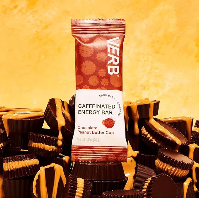 Verb Energy Bar Variety Pack – Peanut Butter Cookie &amp Chocolate Peanut Butter Cup – Caffeinated Snack Bars – Low Sugar 110-Calorie Energy Bars – Vegan Gluten-Free with Organic Green Tea (32 Pac