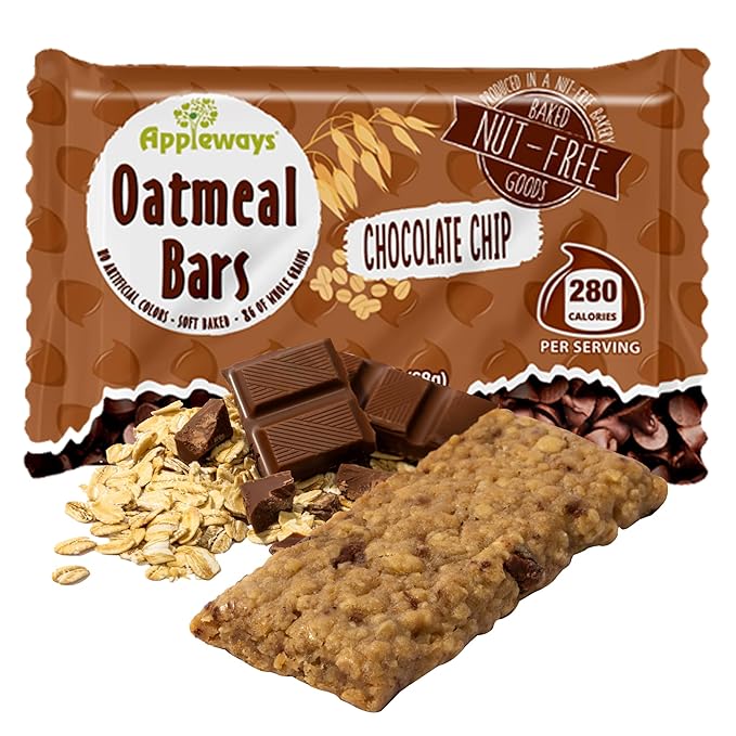 Individually Wrapped Chocolate Oatmeal Bars 2.4 Oz Each Oatmeal Chocolate Chip Bars Made in USA 160 Count (24 lbs Total) by Appleways