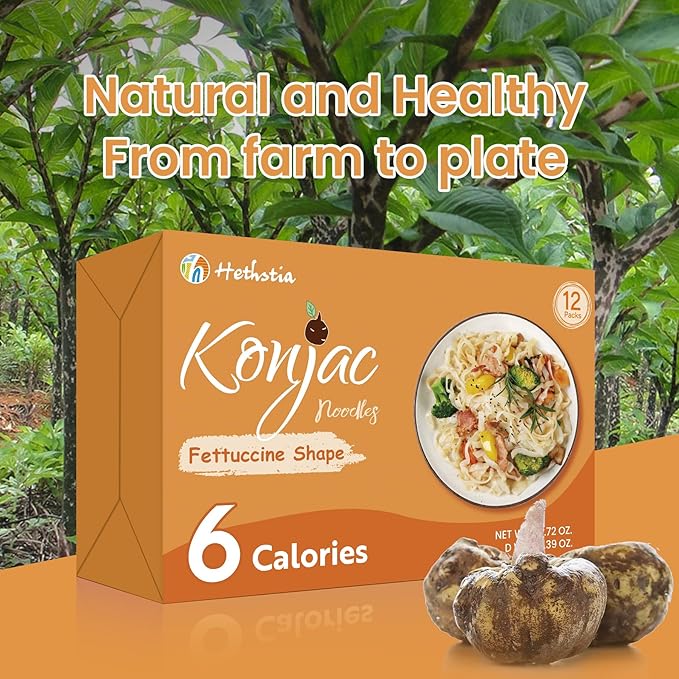 Hethstia High Protein Ramen Cup &amp Konjac Fettuccine Bundle 8-Pack Vegan Protein Ramen Soup Cups + 12-Pack Shirataki Fettuccine Pasta Low Carb Low Calorie Gluten-Free Plant-Based Healthy Meal