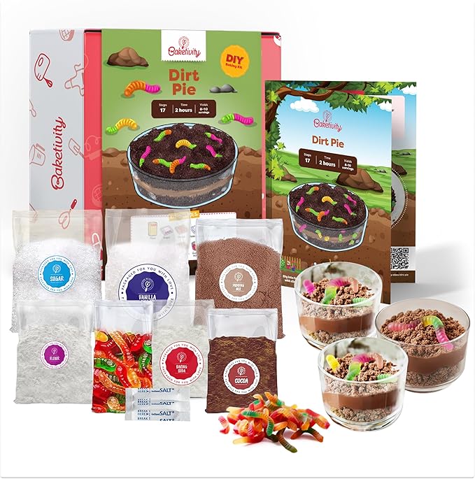 BAKETIVITY Dirt Pie Kids Baking Kit | Delicious Chocolate Cake Kids Baking Set for Girls &amp Boys | Baking Set for Kids with Pre-Measured Ingredients | Perfect Family Gifts for Cooking Lovers Ages 6