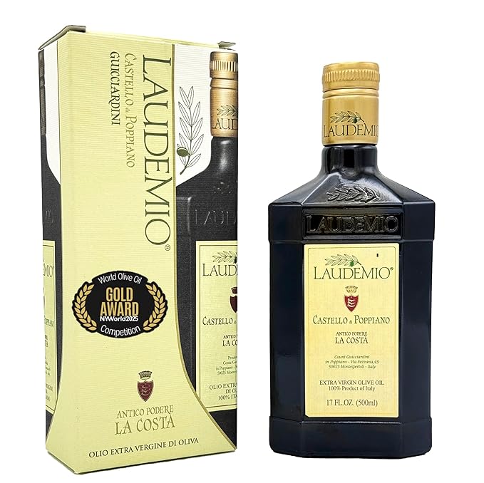 Laudemio Poppiano Guicciardini – Extra Virgin Olive Oil from Tuscany 700+ mg/kg High Polyphenols 2025 NYIOOC Gold Award Early Harvest Frantoio olives Lab Tested No Pesticides Premium Gift Box