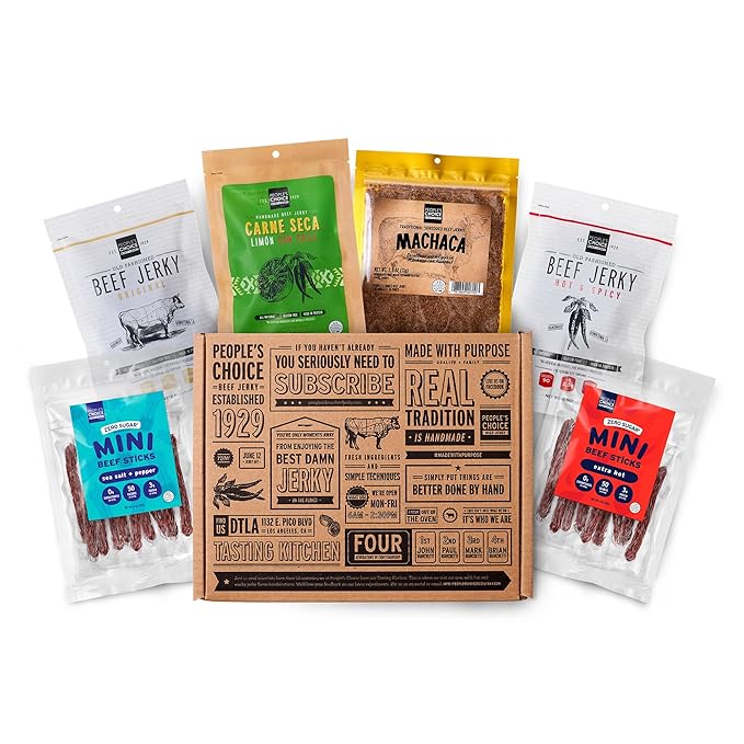 People’s Choice Beef Jerky – Box – Health Nut – Keto-Friendly Sugar Free – High Protein Low Carb Meat Snack Sampler – Made in USA – 6 Item Collection