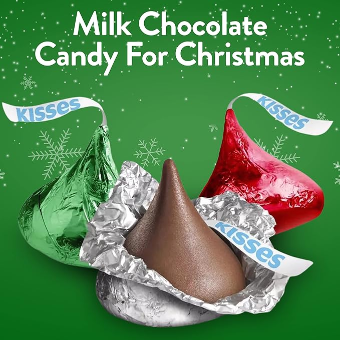 Kisses Milk Individually Wrapped Chocolate Christmas Chocolate Candy Bite-Size Bulk Delicious Treats for Christmas Birthdays Easter - 2 Lb
