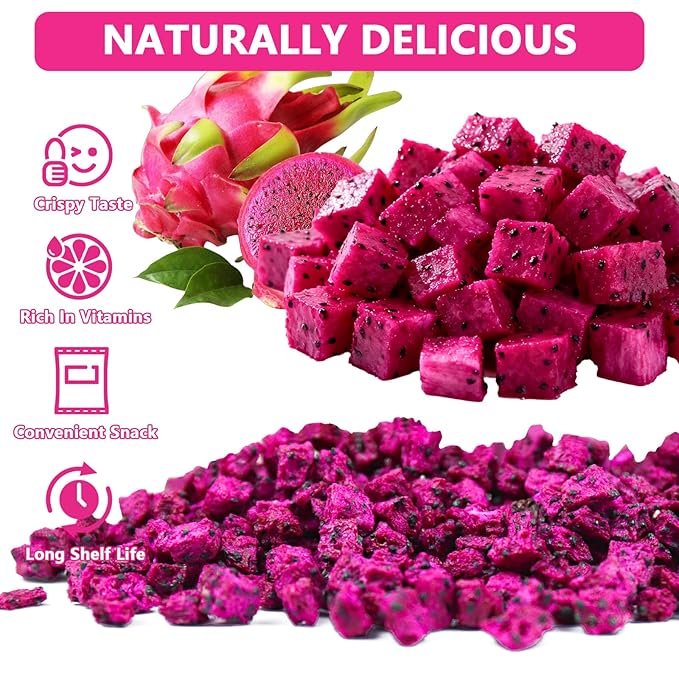 QZLGD Freeze-Dried Dragon Fruit 19.40Z/550g Freeze-Dried Fruit Dragon Frui-t Snacks No Sugar Added for Drink Baking Breakfast Cereal