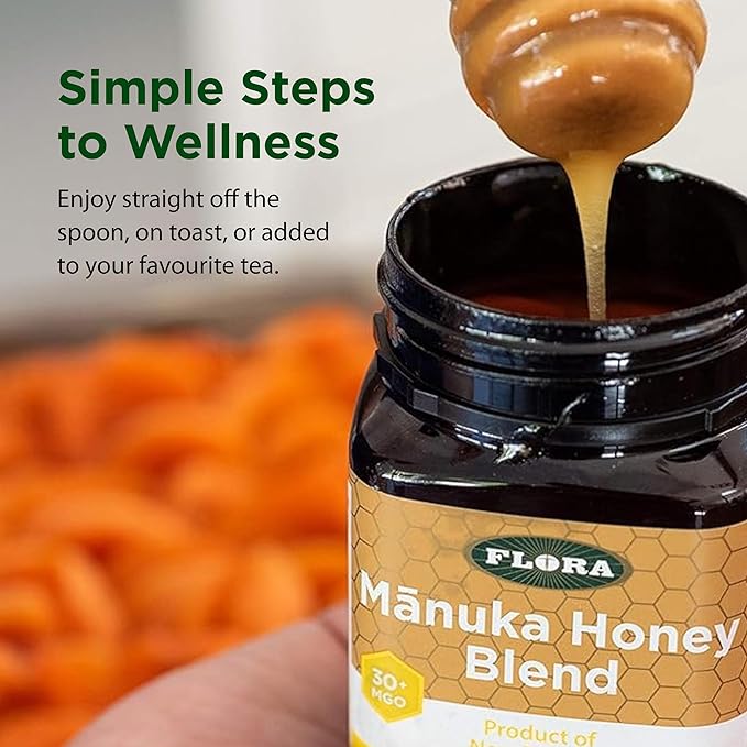 Flora - Manuka Honey - MGO 30+ - Sustainable Honey from New Zealand - Non-GMO &amp Unpasteurized - 17.6 oz. Jar