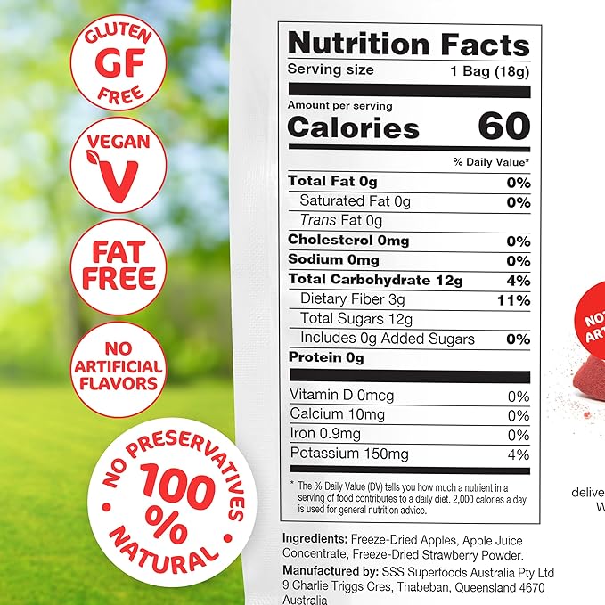 Happles Freeze Dried Apples with Strawberry Fruit Powder – 100% Natural No Added Sugar Healthy Low Calorie Apple Crisps Snack for Adults &amp Kids Gluten Free No Artificial Flavours (10 Pack)