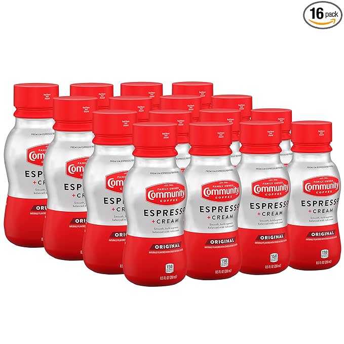 Community Coffee Espresso + Cream Original Ready To Drink 8.5 Fl Ounce Bottle (Pack of 16)