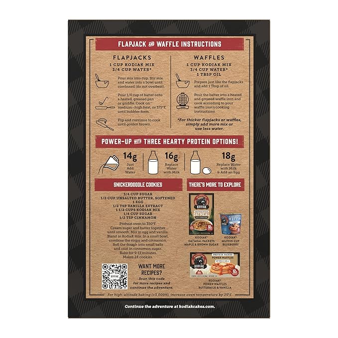 Kodiak Cakes Protein Pancake Power Cakes Flapjack and Waffle Mix Cinnamon Oat 20 Ounce (Pack of 6) (10705599012683)