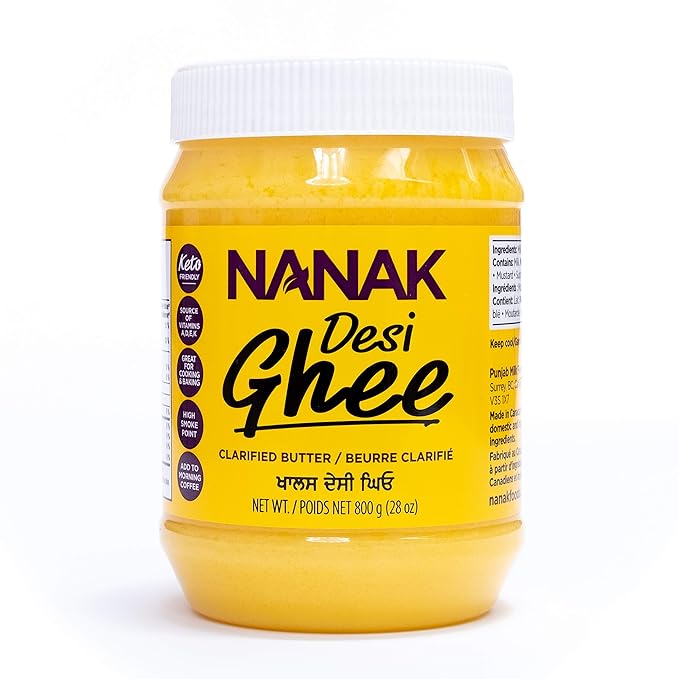 Nanak Desi Ghee Clarified Butter - Premium Quality Keto Friendly Certified Paleo Lactose-Free Source of Vitamins A &amp D Great Alternative for Butter Suitable for Cooking (28 oz)