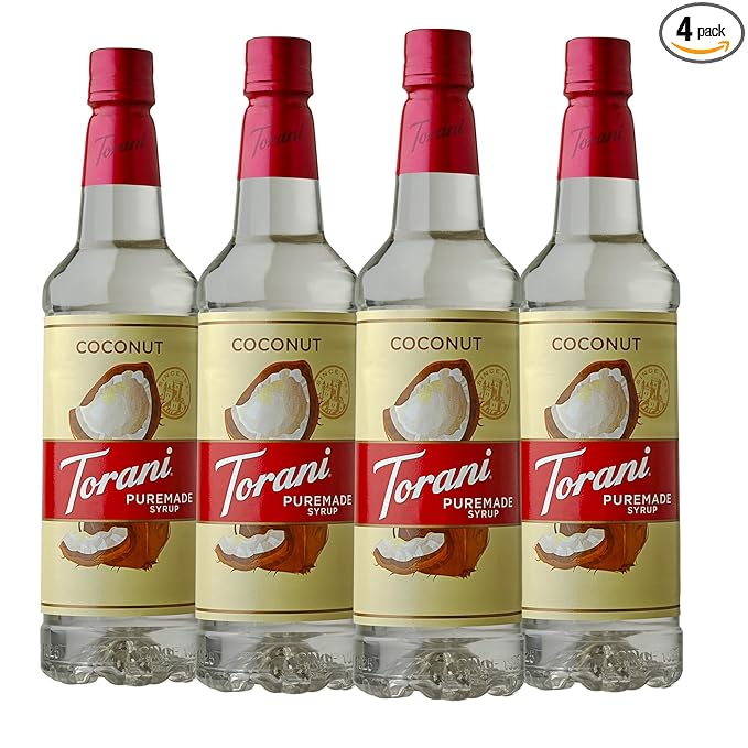 Torani Puremade Coconut Flavored Drink Syrup 25.4 fl oz (Pack of 4)