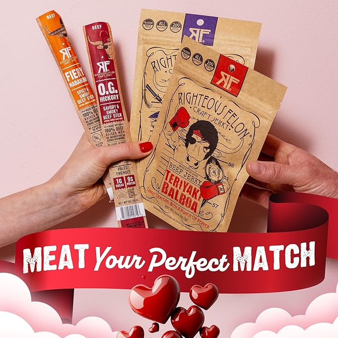 Righteous Felon Turkey Jerky - Basil Infused - All Natural Hormone and Preservative Free Protein Packed Snack - Low Sugar High-Protein Healthy Turkey Jerky For People - 3 Pack