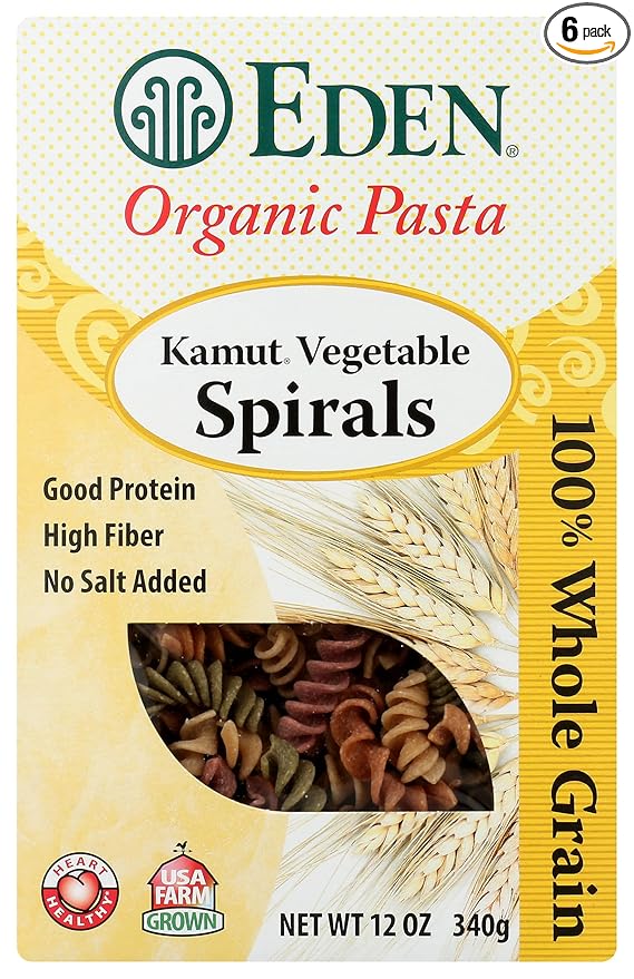 Eden Foods Organic Kamut Spirals Whole Grain Pasta No Salt Added 12 Ounces (Pack Of 6)
