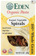 Eden Foods Organic Kamut Spirals Whole Grain Pasta No Salt Added 12 Ounces (Pack Of 6)