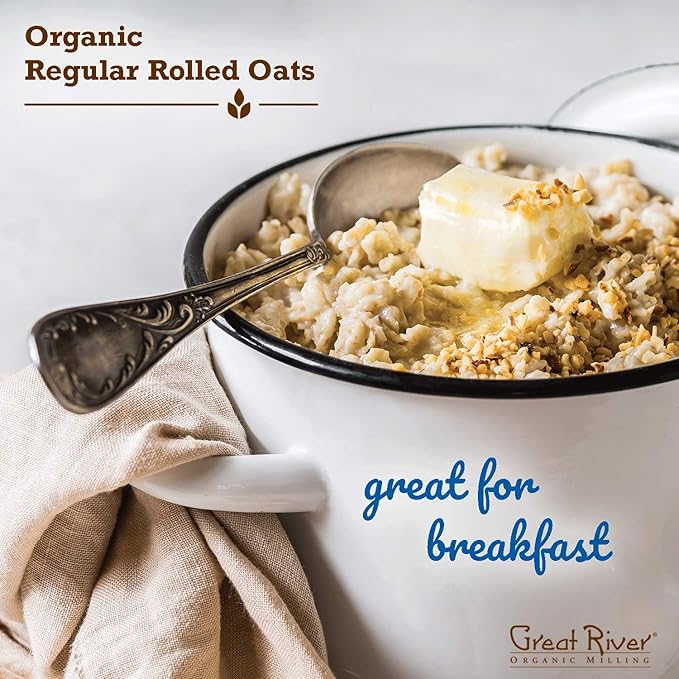 Great River Organic Milling Oatmeal Regular Rolled Oats Organic 50-Pounds (Pack of 1)