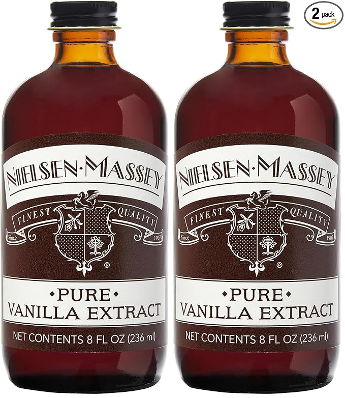 Nielsen-Massey Pure Vanilla Extract for Baking and Cooking 8 Ounce Bottle (Pack of 2)