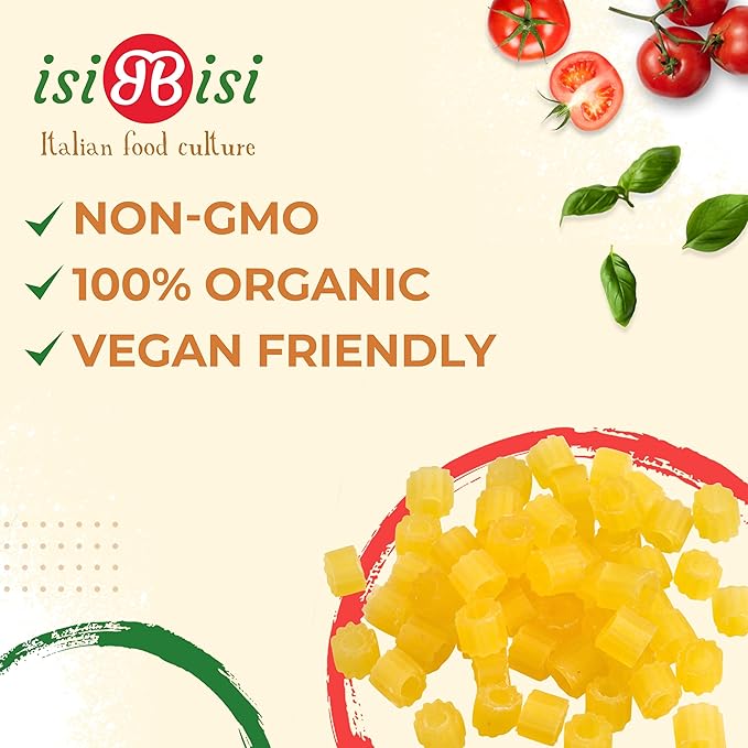 isiBisi Gluten-Free Tubetti Pasta 5-Pack - Artisanal Corn and Rice Noodles - Non GMO Vegan Made in Italy