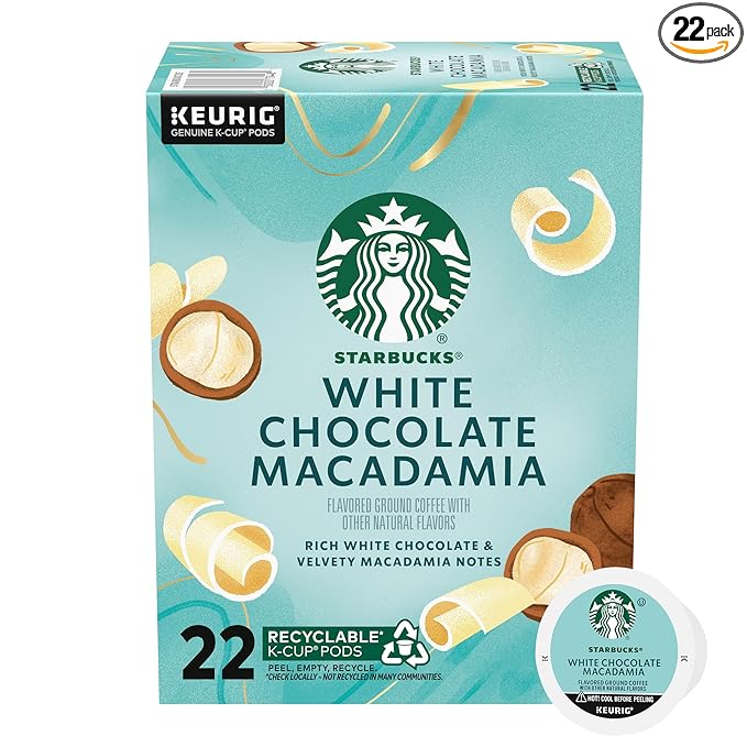 STARBUCKS White Chocolate Macadamia Ground Coffee K-Cup Pods 22 Count 7.9oz Box