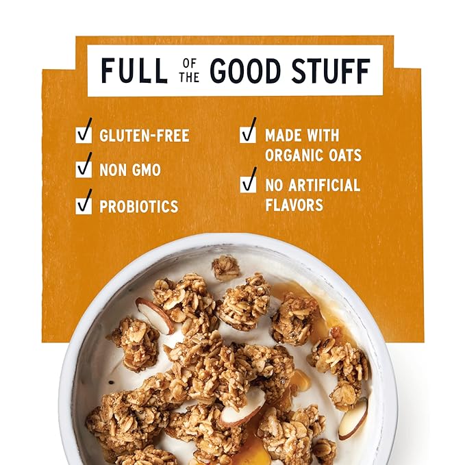 Purely Elizabeth Honey Almond + Probiotics Ancient Grain Granola Gluten Free &amp Non-GMO 8 Ounce (Pack of 2)