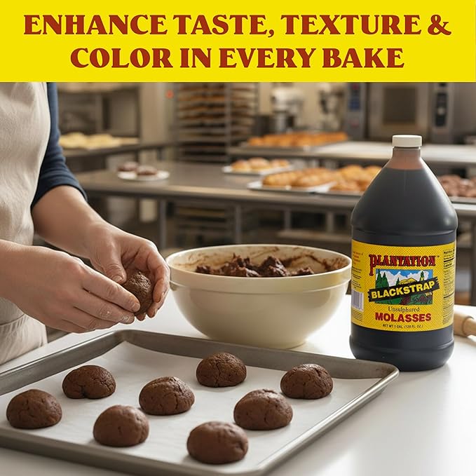 Plantation Blackstrap Molasses 1 Gallon (128 oz) – Unsulphured Blackstrap Molasses Bulk Natural Sweetener for Baking BBQ Baked Beans Gingerbread &amp Commercial Use