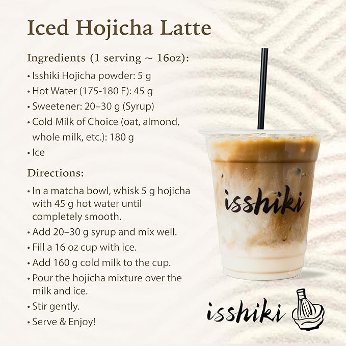Isshiki Matcha Hojicha Powder – Low Caffeine Roasted Green Tea from Uji Japan – Smooth Nutty Flavor with Full-Body Tones – Authentic Japanese Loose Powder for Daily Enjoyment - 30g (20 Servings)