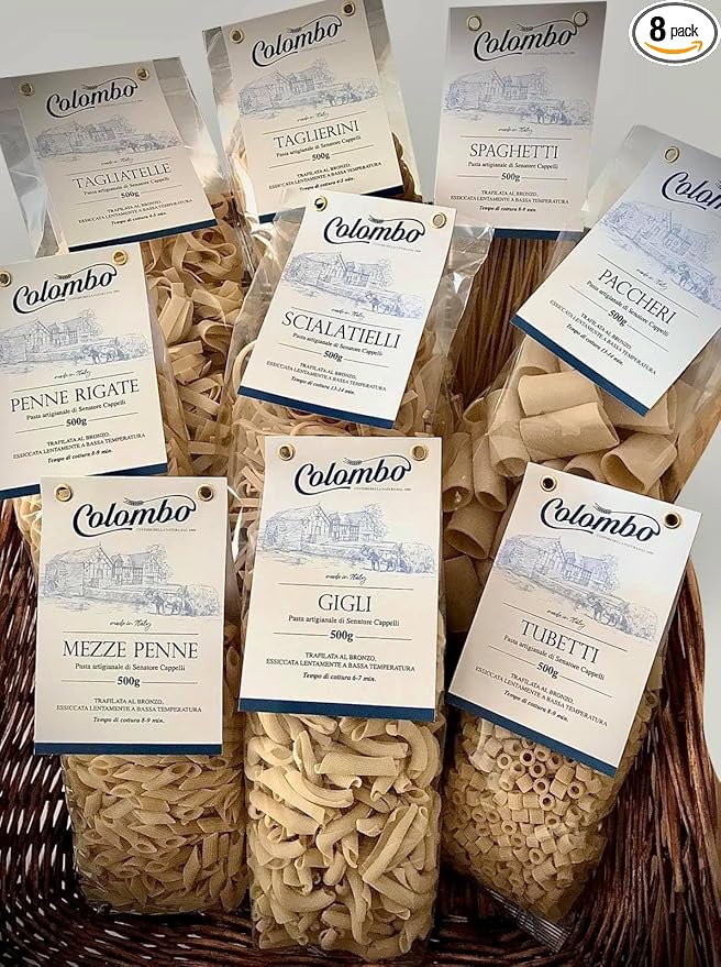 Pasta Mezze Maniche- Premium Organic Italian Pasta Senatore Cappelli from Italy - Handcrafted Family Owned Gourmet Pasta Brand - Durum Wheat Semolina Pasta 17.6oz / 500g - Pack of 8