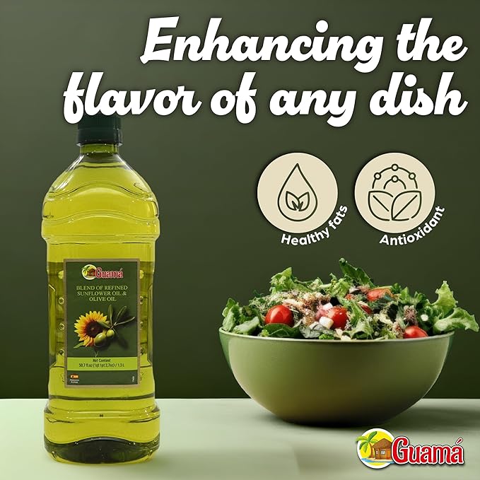 GUAMA - Olive Oil for Cooking Blend - Sunflower Oil Cooking Mix 51 fl oz 1.5 L 95% Refined Sunflower Oil &amp 5% Extra Virgin Olive Oil Everyday Cooking - Aceite para Cocinar Aceite de Cocina