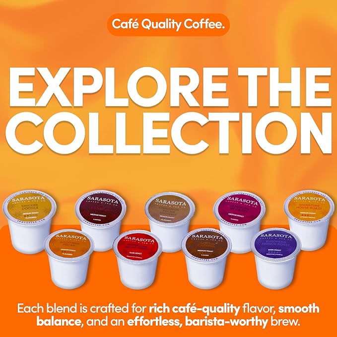 Sarasota K-Cup Coffee Pods | Medium Roast Coffee | Breakfast Blend | Single Serve for Keurig Brewers | Gourmet Low Acid Mold Free | 24 Count
